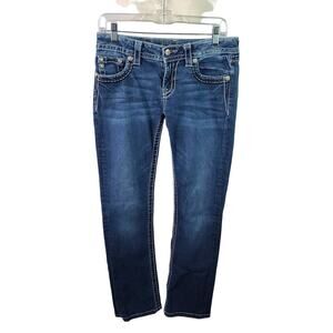 Miss Me Signature Boot Bling Flap Pocket Jeans Size 28